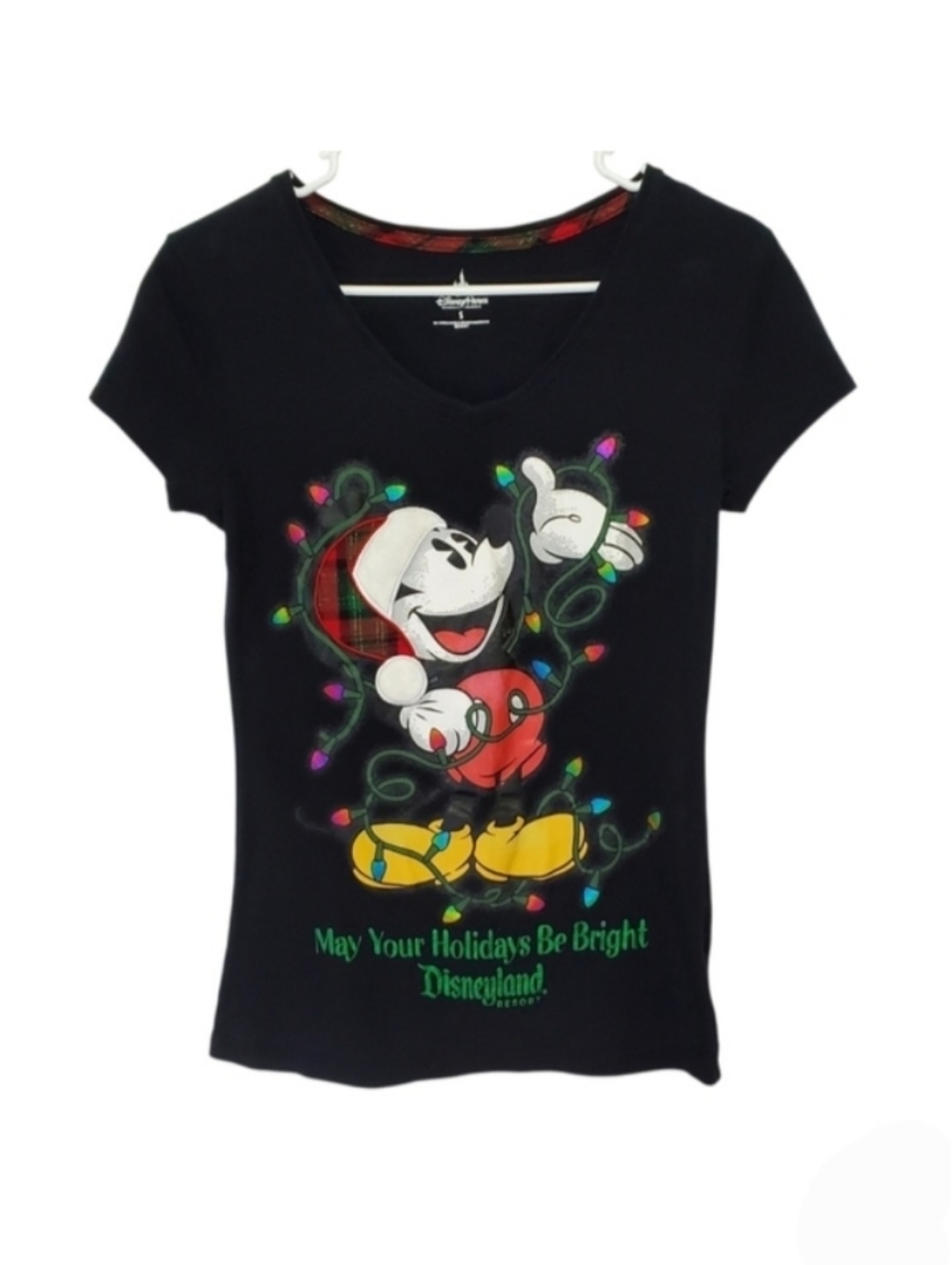 2436 * DisneyParks Mickey Mouse Holiday Christmas Tee Black Size S